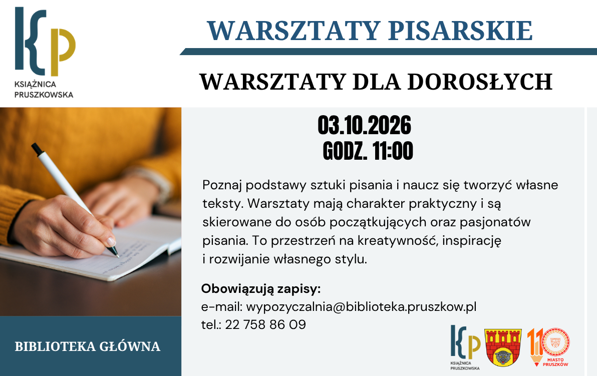 Zajęcia dla dorosłych - warsztaty pisarskie