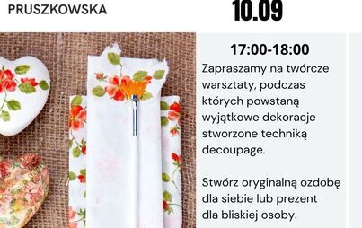 Plakat na temat zajęć z decoupage w Filii nr 5