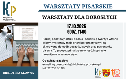 Warsztaty pisarskie dla początkujących w pruszkowskiej bibliotece