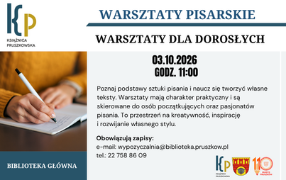 Warsztaty pisarskie dla początkujących w pruszkowskiej bibliotece