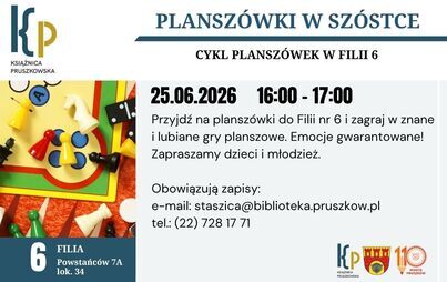Planszówki  w szóstce! Cykl planszówek w Filii nr 6.