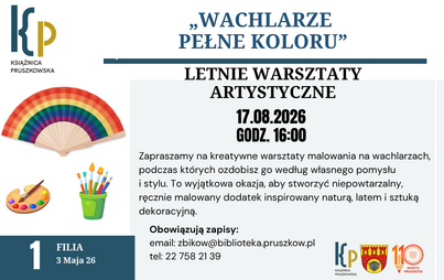 "Wachlarze pełne koloru" - letnie warsztaty artystyczne w Filii nr 1, 17.08.2026 r., godz. 16.00