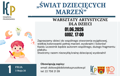 Zapraszamy dzieci do wspólnego stworzenia wyjątkowej, wielkiej kolorowanki pełnej marzeń, wyobraźni i kolorów! Każdy uczestnik będzie autorem wspólnego, dużego fragmentu plakatu. Stwórzmy razem niezwykłą krainę dziecięcej wyobraźni!